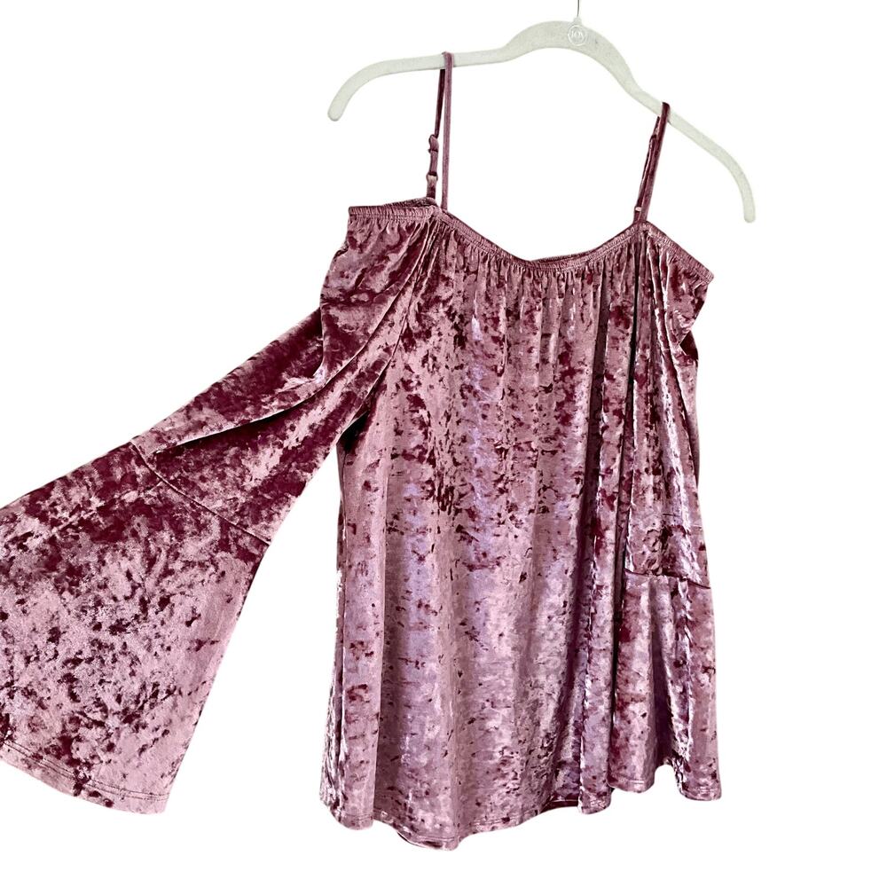 No Boundaries Pink Velvet Off-Shoulder Blouse: Modern